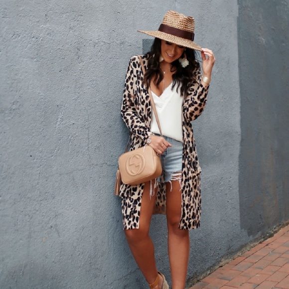 Cheetah Print Long Line Cardigan - Picture 7 of 8